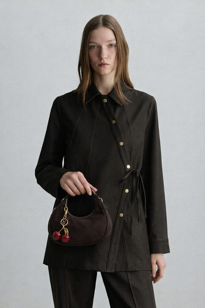 Assia Atelier Charm Detaylı Kahverengi Süet Kadın Çantası