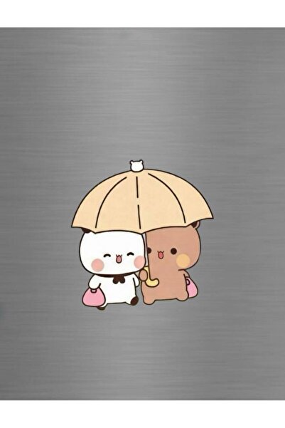 ADA 3D Şemsiye Altında Yürüyen Aşık Dudu Bubu Panda Ayıcık Çifti Dekoratif Bu...