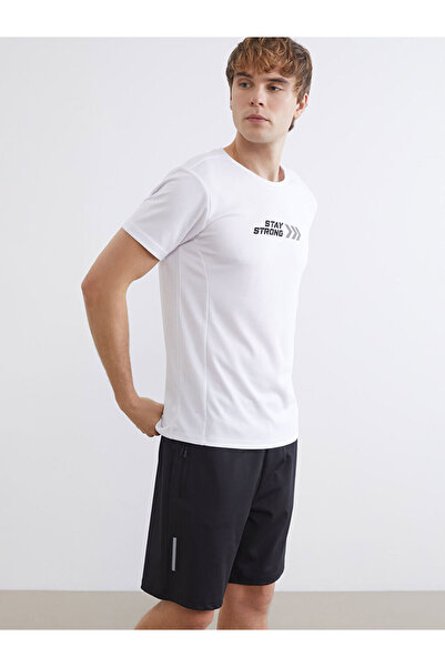 LC Waikiki White crew neck Printed men's sports t-shirt