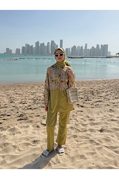 lurex moda Doha Parachute Fabric 3-Piece Fully Covered Hijab Swimsuit