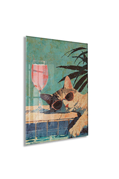 Cool Kedi İllüstrasyonu – Genç Odası ve Salon Dekoru - Peony125