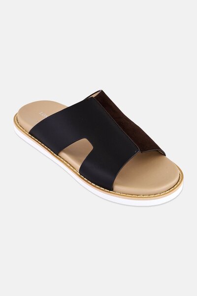 London Fog Men Slip On Micro Suede Arabic Sandals, Brown