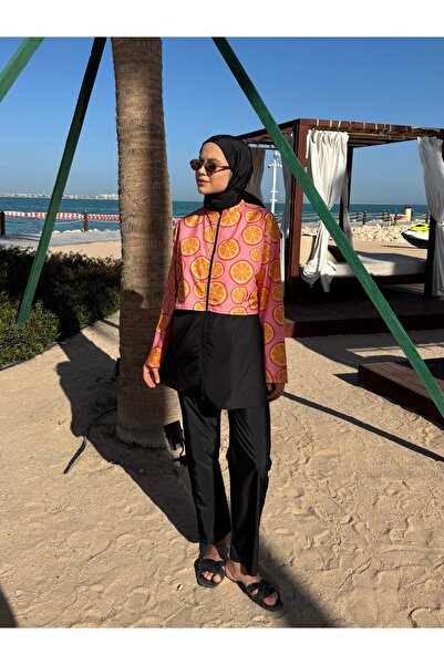 lurex moda Doha Parachute Fabric 3-Piece Fully Covered Hijab Swimsuit