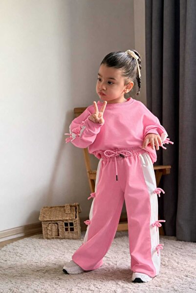 CHİCKİDSWEAR Girl's Tracksuit Set with Stripe Detail