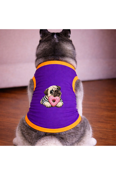 petite pati Purple Donut Dog Tshirt Dog Outfit (100% Cotton Combed Cotton) Sm...