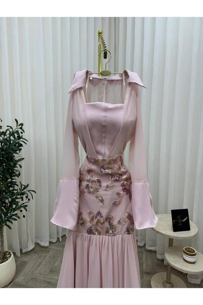 NALA FASHION فستان سهرة أنيق باللون الوردي،