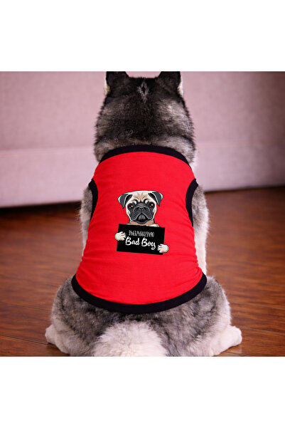 petite pati قميص أحمر اللون للكلاب من نوع Pug Dog (100% قطن ممشط قطن%) للسلال...