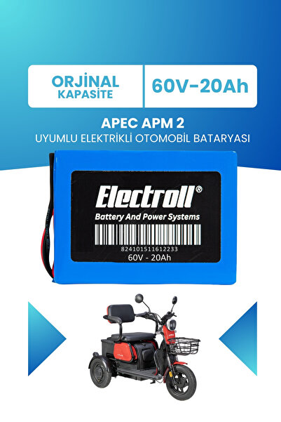 ELECTROLL Apec APM 2 Uyumlu Batarya (Standart Kapasite) LiFePO4 60V 20Ah Elek...