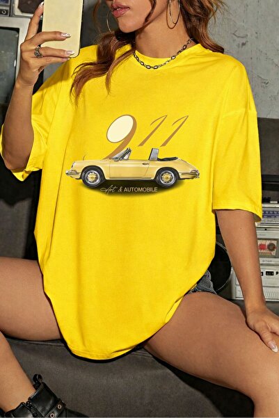 Elvino Colorful Oversized Unisex 911 Art and Automobile Printed Summer Tshirt