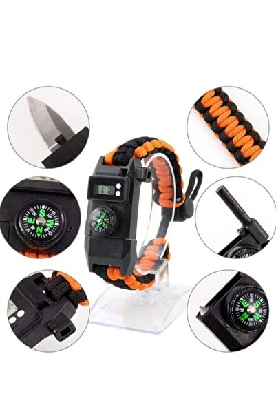 Tasco Dijital Saat Paracord Sağlam Paslanmaz Çelik Bıçaklı Bileklik