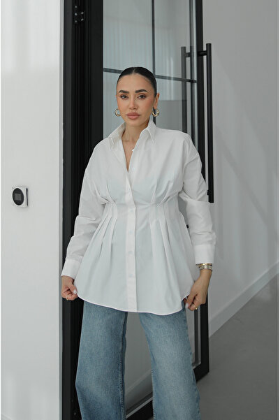 Havoş White Waist-Fitted Shirt