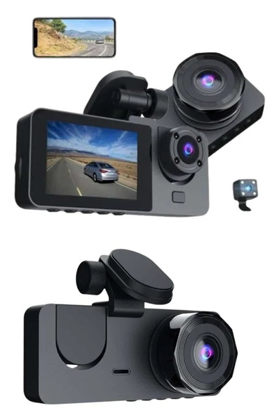 Epilons Cameră de bord de 2 inchi 1080p cu 3 camere Cameră de condus Carplay