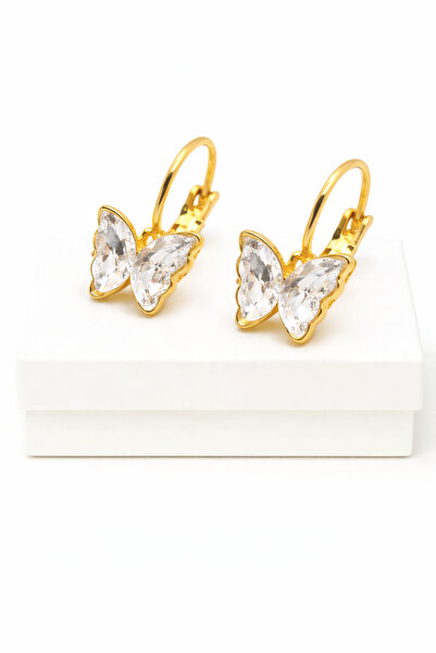 MakeWell Butterfly Design Zircon Stone Clip-On Earrings for Pierced Ears