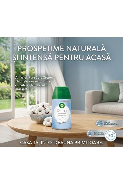 Air Wick Rezervă Odorizant de Cameră Freshmatic Pure, Bumbac Fin, Neutralizar...