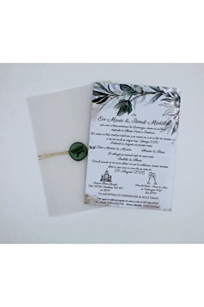 Fabricacucadouri.ro pachet 50 Invitație Nuntă cu Plic Transparent și Sigiliu ...