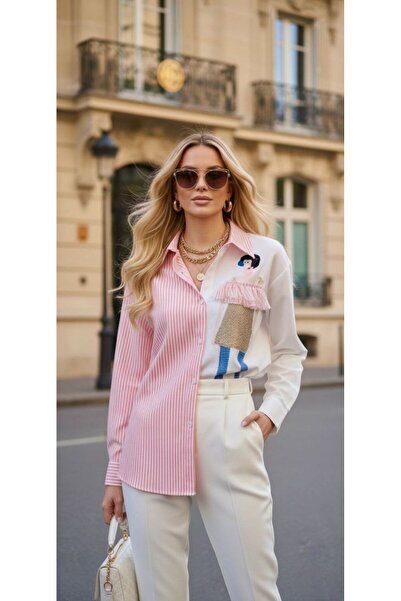 ANBLYs COLLECTION Girls' Patterned Striped Solid Long Sleeve Women's Shirt