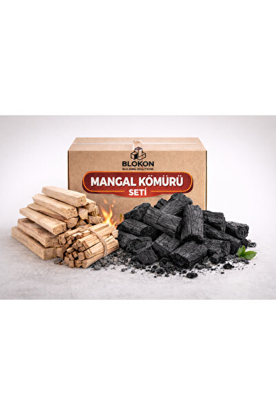 BLOKON 5 Kg Meşe Odunu Mangal Kömürü Seti ( Kömür/Tutuşturmalık Odun ve Çıra)