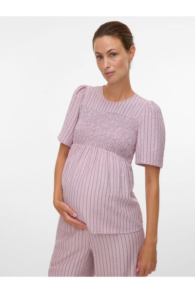 Mama Licious Bluse Normal geschnitten Rundhals Voluminöser Armschnitt Top