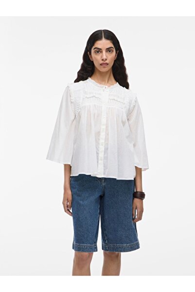 EDITED Hemd mit 3/4 Ärmeln Mandarinkragen