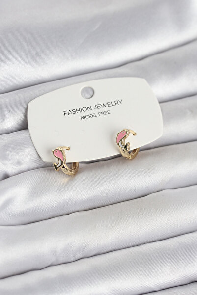 Inure Jewelry Pink Dolphin Model Gold Color Brass Children's Earrings