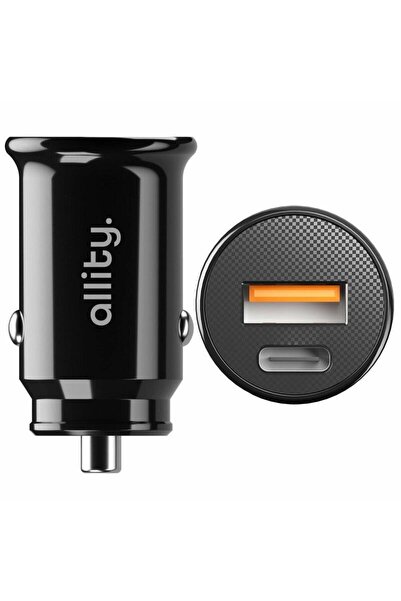 allity Car charger ACC-100-30WAC, 1x USB-C, 1x USB-A, 30W (Black)