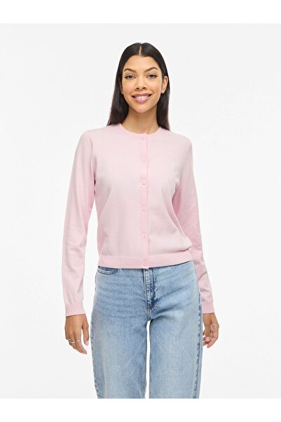 VILA Strickjacke VIMALU Rundhals