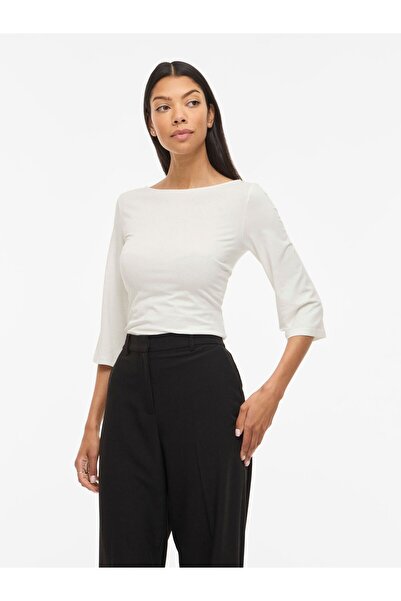 VILA Oberteil mit 3/4-Ärmeln VIEMILIE U-Boot-Ausschnitt