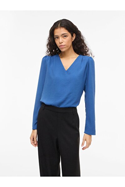 VILA Oberteil mit langen Ärmeln VIRELLA V-Ausschnitt
