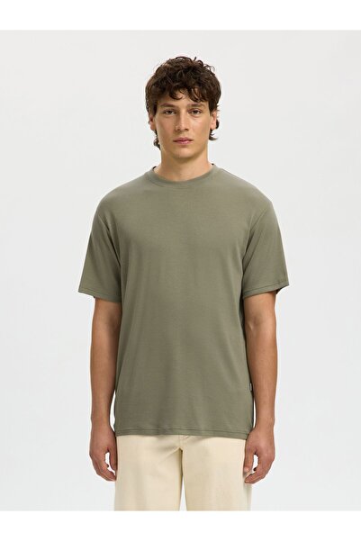 SELECTED T-Shirt Geripptes Baumwoll