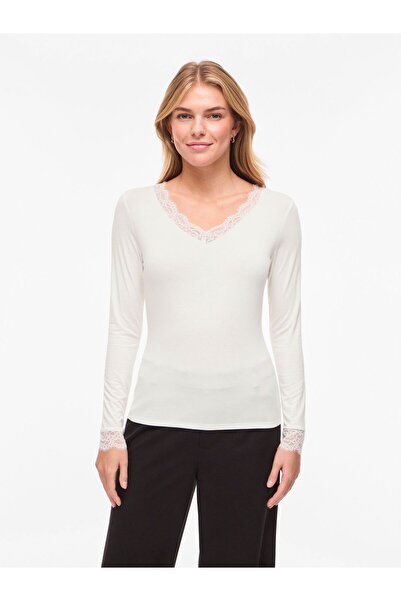 VILA Oberteil mit langen Ärmeln VICLURA V-Ausschnitt