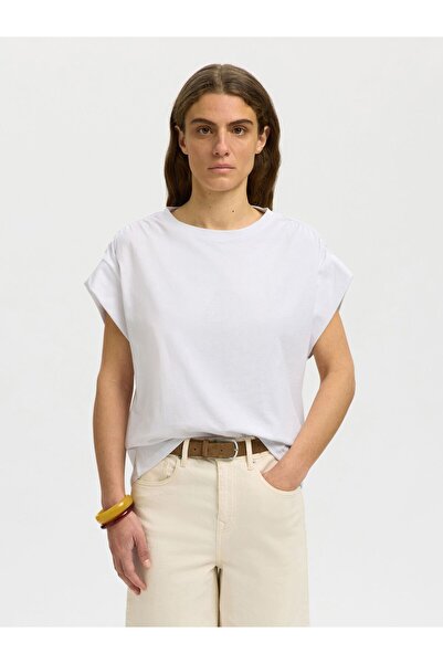 SELECTED Oberteil mit kurzen Ärmeln Baumwoll