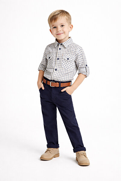 mini kanka Erkek Çocuk-Bebek 3 Parça Şık Takım Gömlek Pantolon Kemer Kombin 2...