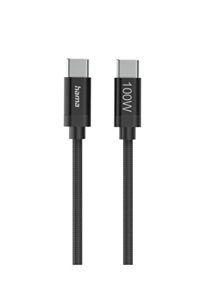 Hama Fabric Data Cable, USB-C - USB-C, 100 W, 1.5m (Black)