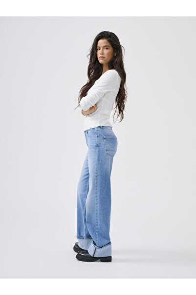 ONLY Jeans mit weitem Bein ONLMERCER Hohe Taille Weiter Beinschnitt Jeans