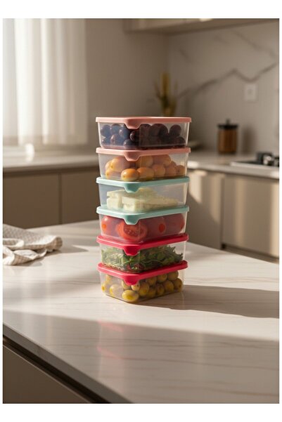 VİLORA HOME 6-Piece Transparent Breakfast Set with Colorful Lids & Storage Co...