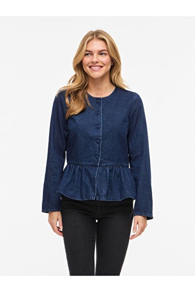 VILA Jeanshemd VIGIANA Schößchen