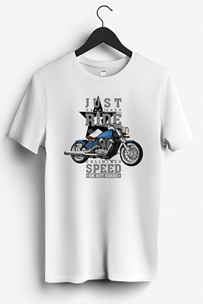Motosiklet Serin Sürüşün Tadını Çıkar Baskılı Regular Sıfır Yaka %100 Pamuk Unisex Penye T-Shirt