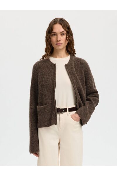 SELECTED Strickjacke mit Reißverschluss Wollmix