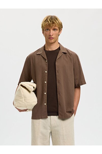 SELECTED Kurzarmhemd Leinenmix