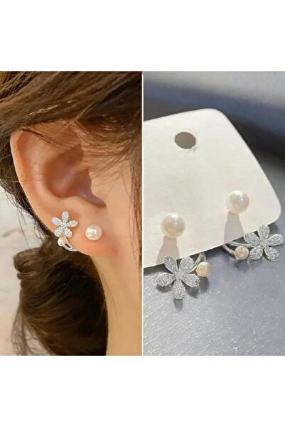 Tuğba Takıcılık İnci Detay Zirkon Taşlı Altın Kaplama Çelik Yonca Küpe | Günl...