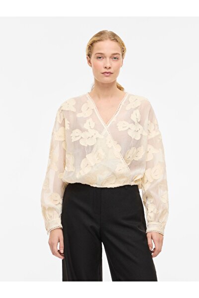 VILA Oberteil mit langen Ärmeln VIEBBA V-Ausschnitt