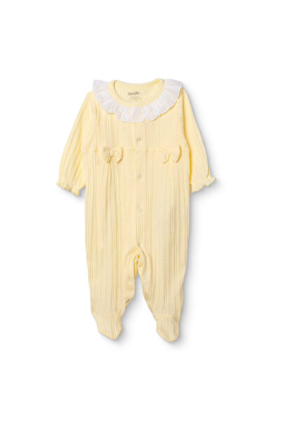Bebetto Kız Bebek Tulum Çıtçıtlı Fırfırlı Yaka Uzun Kol Patikli