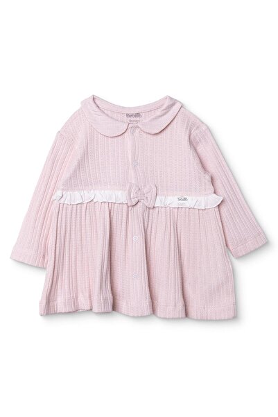Bebetto Kız Bebek Elbise Çıtçıtlı Fırfırlı Yaka Uzun Kol
