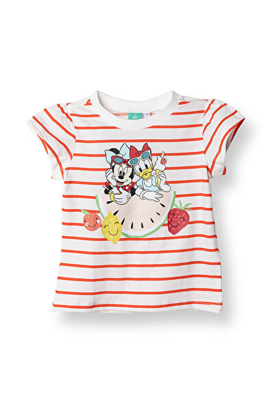 Disney Kız Bebek Lisans Tişört Bisiklet Yaka Kısa Kol