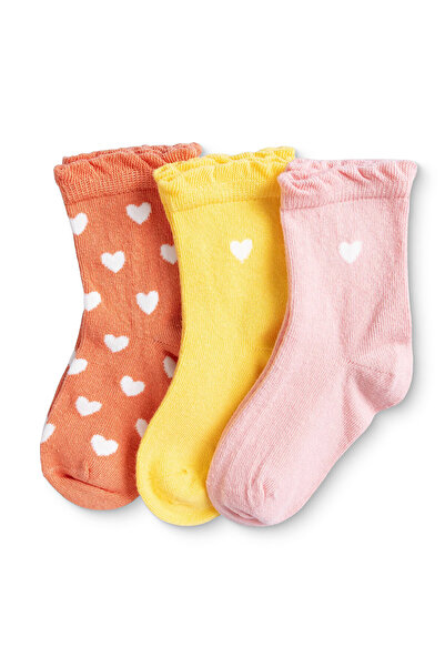 ebebek Hello Baby HelloBaby Kız Bebek 3lü Soket Çorap Kalp Baskılı