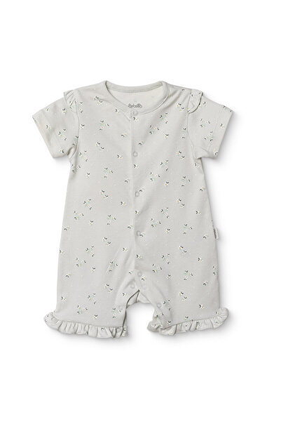 Bebetto Kız Bebek Kısa Tulum Çiçek Baskılı Çıtçıtlı Bisiklet Yaka Kısa Kol Reçme