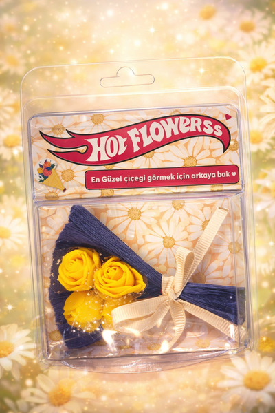 SteraDesign Hot Flowerss - Sevgiliye Hediye Aynalı Sarı Çiçek Buketi Sürprizl...