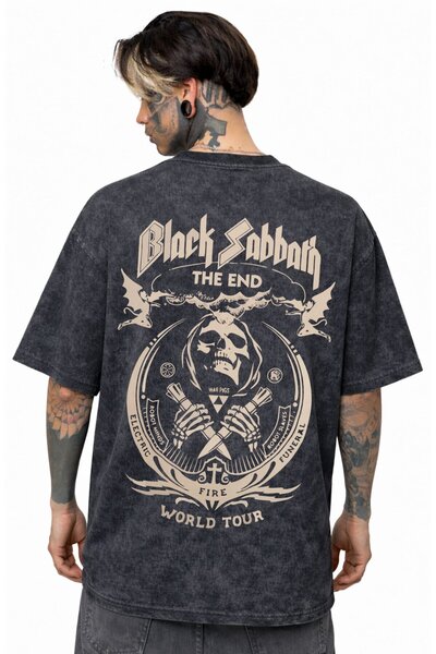SEVBANO Μπλουζάκι Black Sabbath Rock Metal Music Group με στάμπα στην πλάτη, ...
