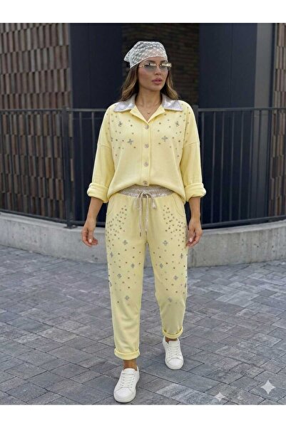 CES.İZ Taş İşlemeli Sim Detaylı Kadın İkili Takım – İtalya Üretim, Rahat Kesi...