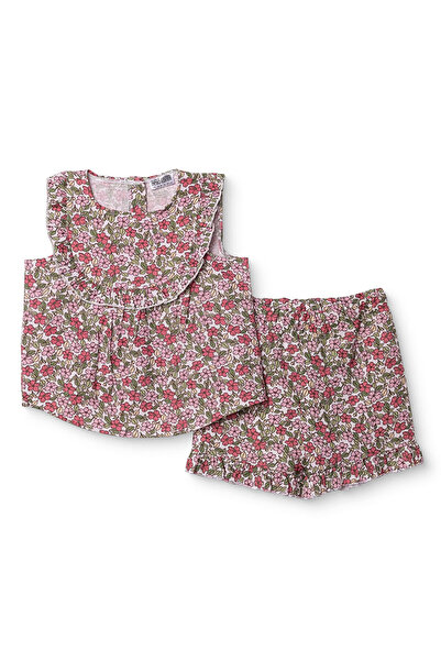 ebebek Hello Baby HelloBaby Kız Bebek Bluz-Şort Çiçek Baskılı Bisiklet Yaka A...